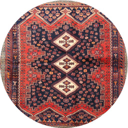 Square Machine Washable Traditional Saffron Red Rug, wshtr698