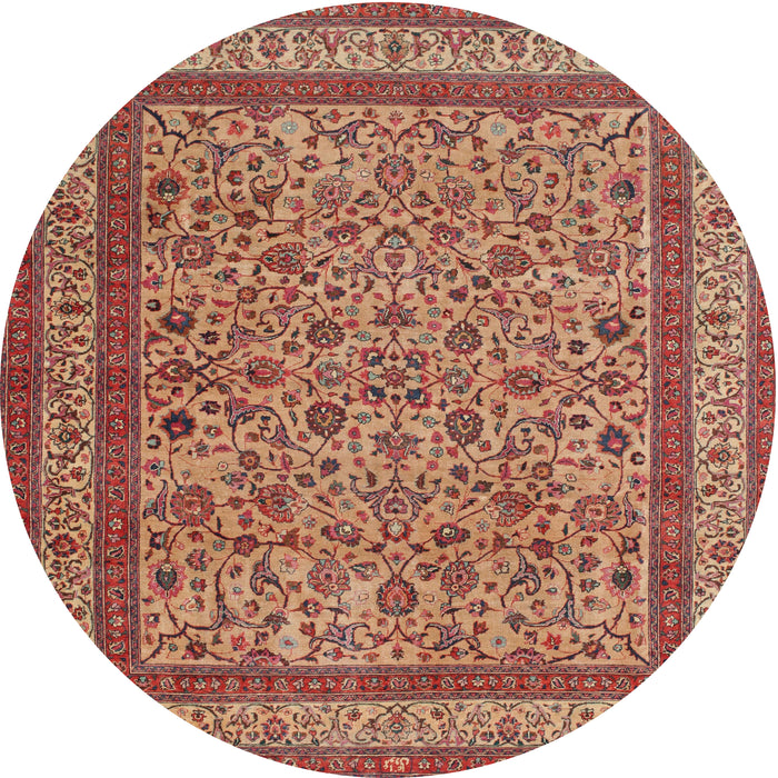 Square Machine Washable Traditional Sand Brown Rug, wshtr69