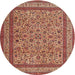 Round Traditional Sand Brown Persian Rug, tr69