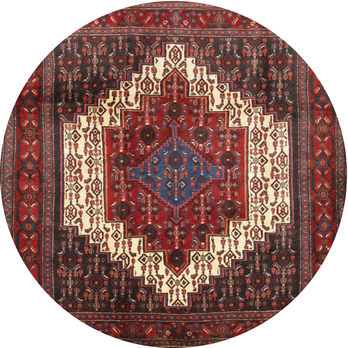 Round Traditional Dark Almond Brown Persian Rug, tr6