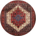 Round Traditional Dark Almond Brown Persian Rug, tr6