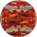 Round Traditional Red Animal Rug, tr707