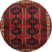Round Traditional Reddish Brown Persian Rug, tr709