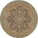 Round Traditional Reddish Brown Persian Rug, tr70