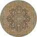 Square Machine Washable Traditional Sepia Brown Rug, wshtr70