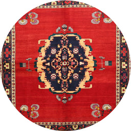 Round Traditional Brown Medallion Rug, tr710
