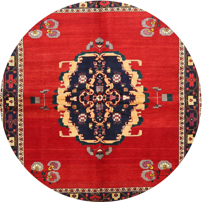 Round Traditional Brown Medallion Rug, tr710