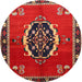 Round Traditional Brown Medallion Rug, tr710