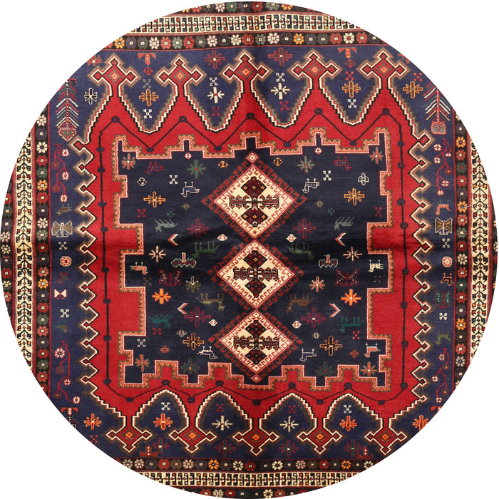 Round Traditional Saffron Red Persian Rug, tr712