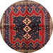 Round Traditional Saffron Red Persian Rug, tr712