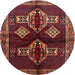 Round Traditional Dark Gold Brown Persian Rug, tr713