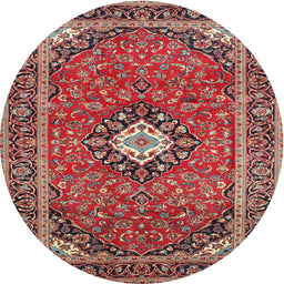 Round Traditional Camel Brown Medallion Rug, tr71