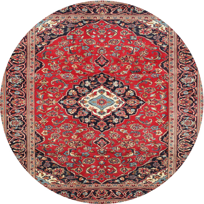 Round Traditional Camel Brown Medallion Rug, tr71