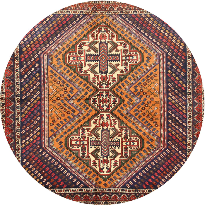 Round Traditional Orange Brown Persian Rug, tr721