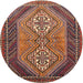 Round Traditional Orange Brown Persian Rug, tr721