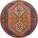 Square Machine Washable Traditional Orange Brown Rug, wshtr721