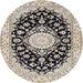 Round Traditional Black Medallion Rug, tr723