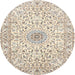 Round Traditional Peach Beige Medallion Rug, tr724