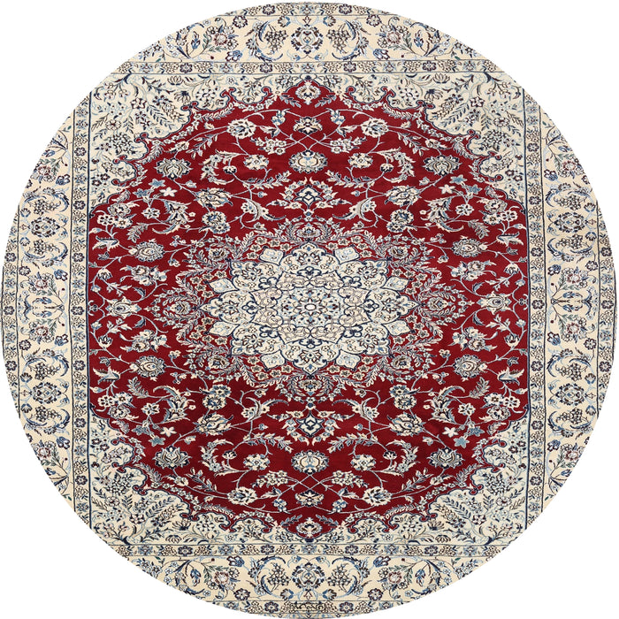 Round Traditional Chestnut Brown Medallion Rug, tr725