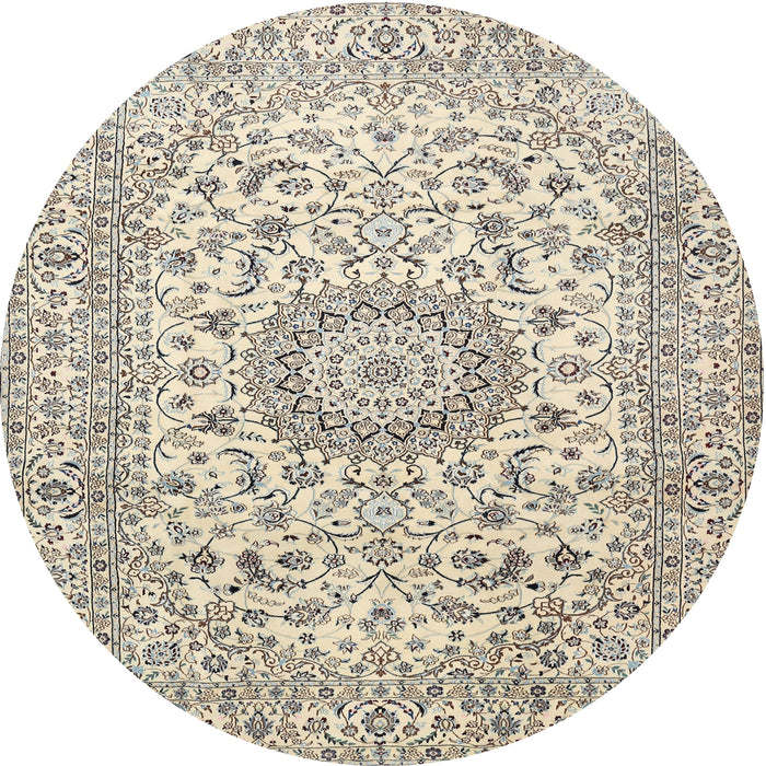 Round Traditional Vanilla Gold Medallion Rug, tr726