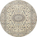 Round Traditional Vanilla Gold Medallion Rug, tr726