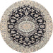 Round Traditional Gray Medallion Rug, tr727