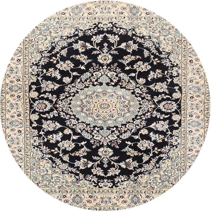 Round Traditional Gray Medallion Rug, tr728