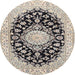 Round Traditional Gray Medallion Rug, tr728