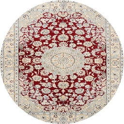 Round Traditional Rust Pink Medallion Rug, tr729