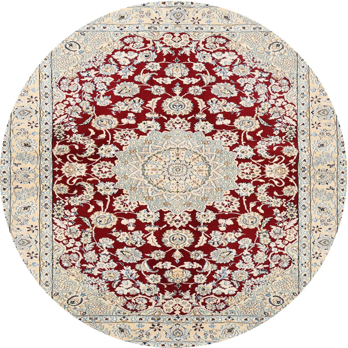 Round Traditional Rust Pink Medallion Rug, tr729