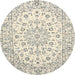 Round Traditional Rosy Brown Pink Medallion Rug, tr730