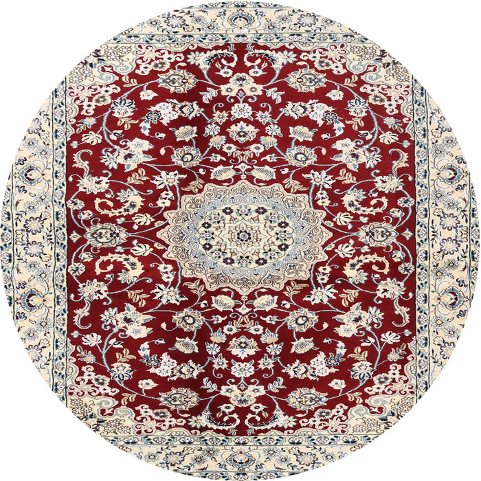 Round Traditional Chestnut Brown Medallion Rug, tr731