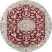 Round Traditional Chestnut Brown Medallion Rug, tr731