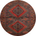 Round Traditional Saffron Red Persian Rug, tr732