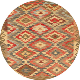 Round Traditional Mahogany Brown Southwestern Rug, tr733