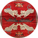 Round Traditional Orange Salmon Pink Animal Rug, tr734