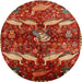 Round Traditional Red Animal Rug, tr735