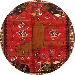 Round Traditional Sienna Brown Animal Rug, tr736