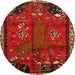 Round Traditional Sienna Brown Animal Rug, tr736