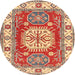 Round Traditional Red Geometric Rug, tr737