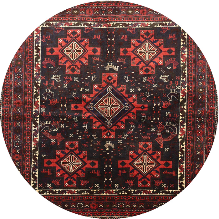 Round Traditional Reddish Brown Persian Rug, tr738