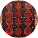 Round Traditional Reddish Brown Persian Rug, tr739