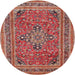 Round Traditional Light Copper Gold Medallion Rug, tr73