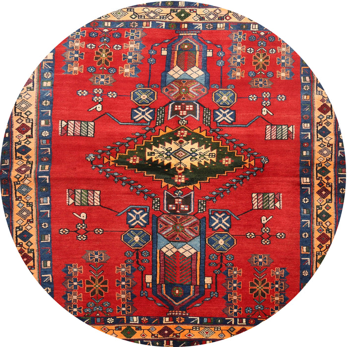 Round Traditional Dark Almond Brown Persian Rug, tr740