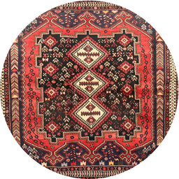 Square Machine Washable Traditional Saffron Red Rug, wshtr741
