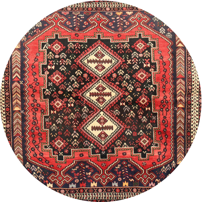 Round Traditional Saffron Red Persian Rug, tr741