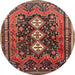 Round Traditional Saffron Red Persian Rug, tr741