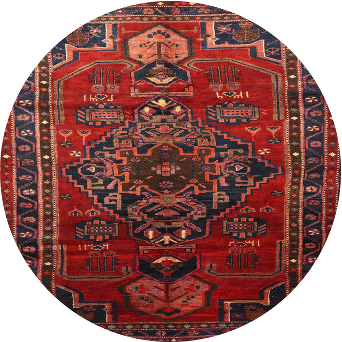Round Traditional Chestnut Brown Persian Rug, tr744