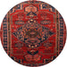 Round Traditional Chestnut Brown Persian Rug, tr744