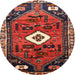 Round Traditional Dark Almond Brown Persian Rug, tr746